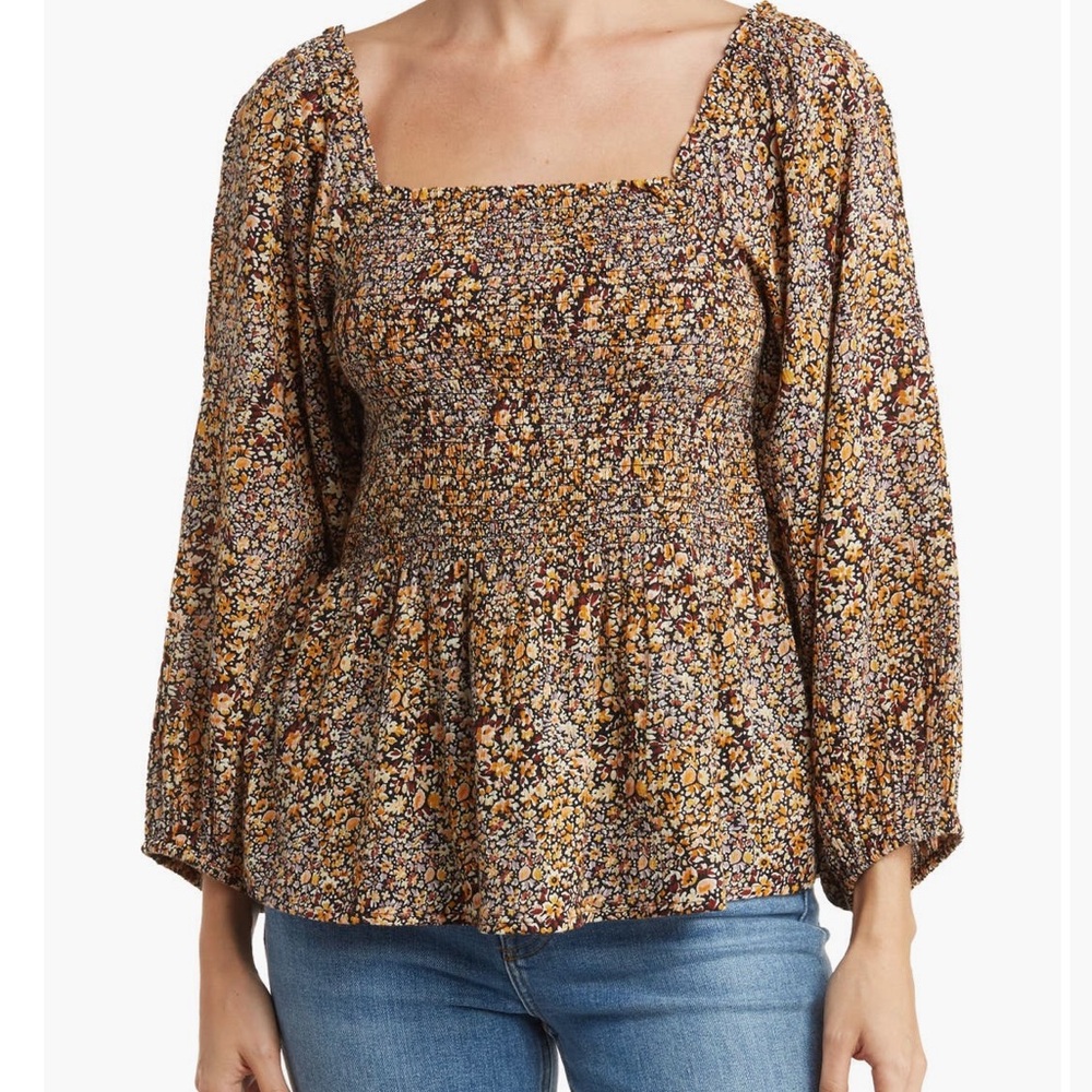 NWT Madewell Lucie Floral Smocked Top - 00